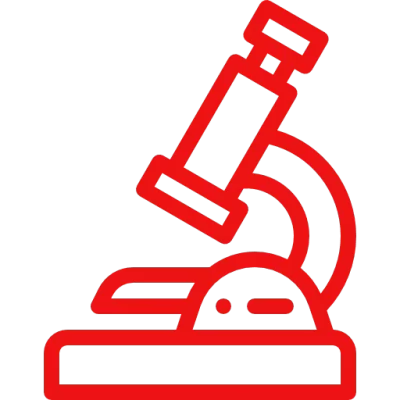Red-Microscope Microscope icon for advanced electronics data recovery at Payam.