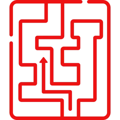 red-solution Maze icon for complex data recovery at Payam