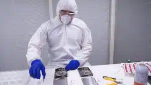 Payam Toloo, founder and owner of Payam Data Recovery Australia, in the lab