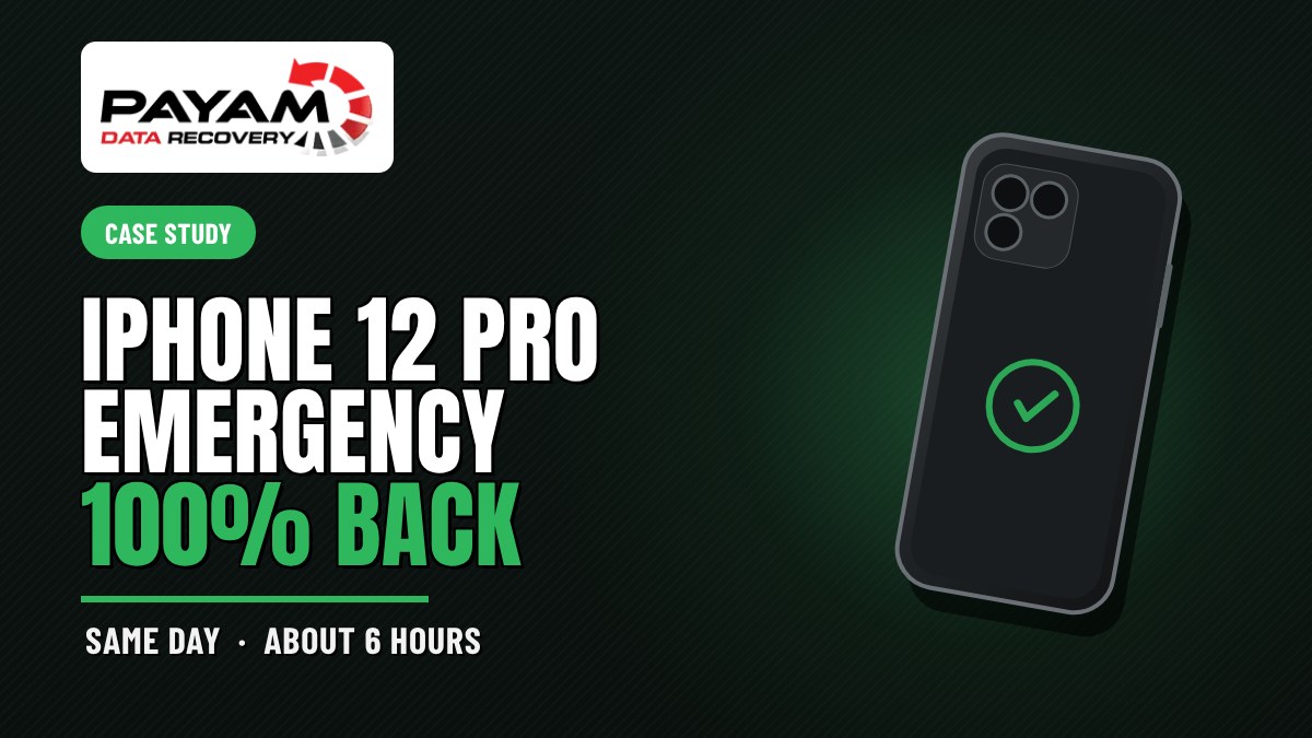 Case study graphic: iPhone 12 Pro Emergency, 100% Back