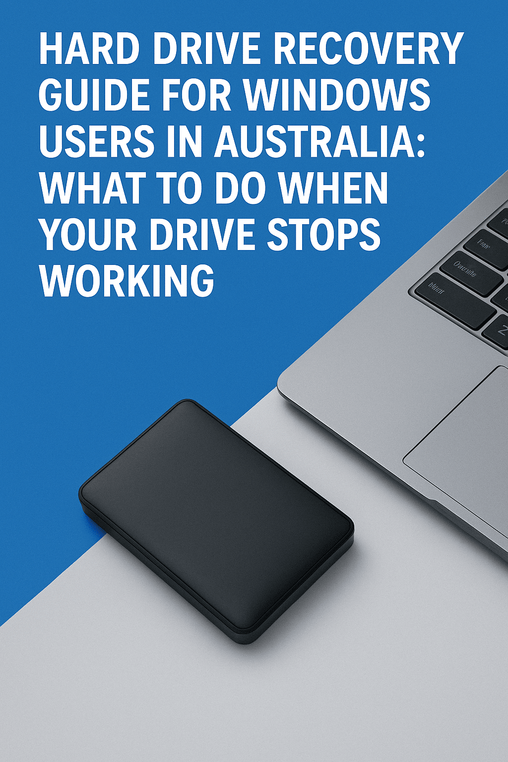 Windows laptop with external hard drive for hard drive data recovery guide in Australia