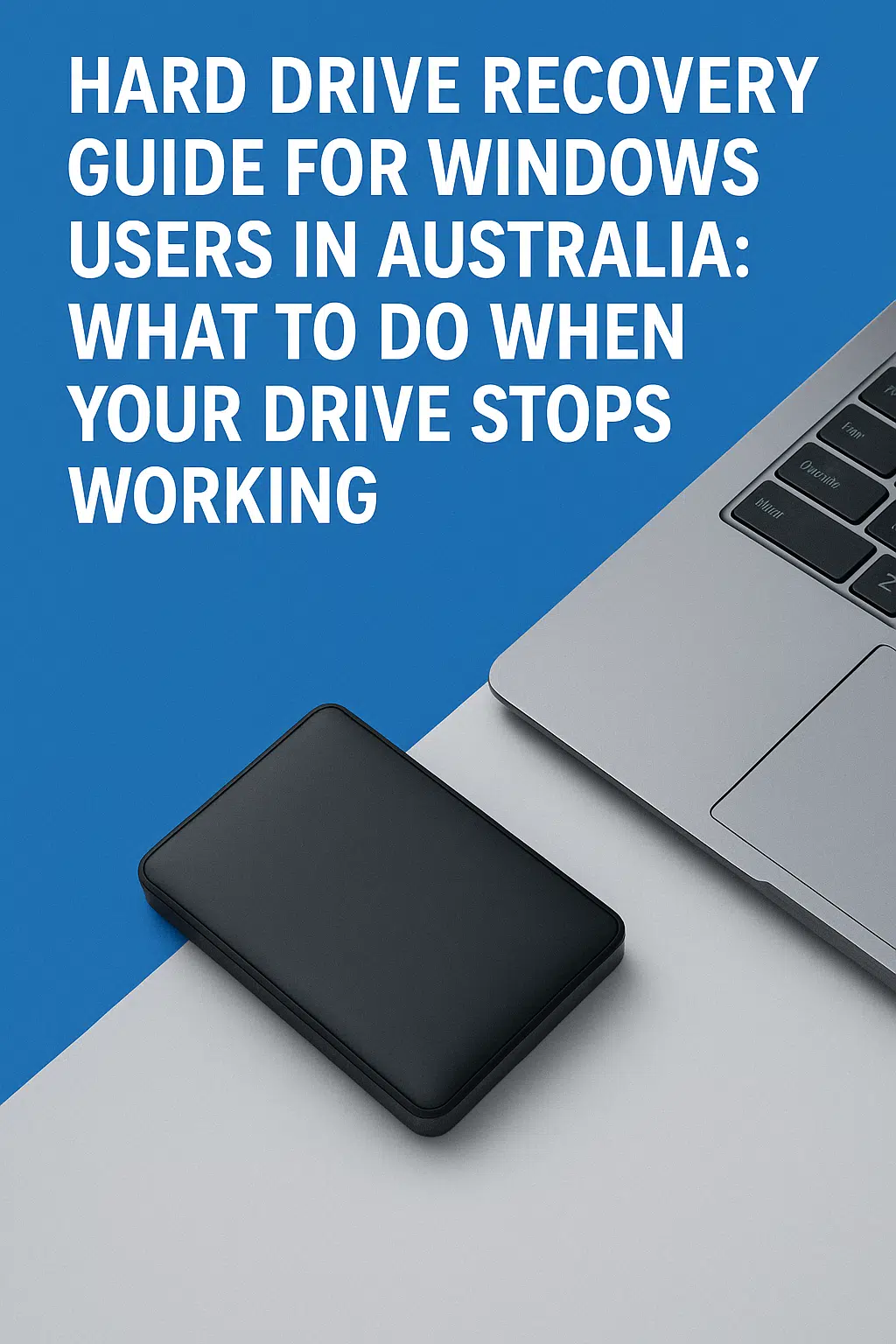 Windows laptop with external hard drive for hard drive data recovery guide in Australia