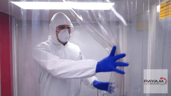 Payam Data Recovery technician entering cleanroom facility in Perth for secure WD Elements USB hard drive data recovery procedures.