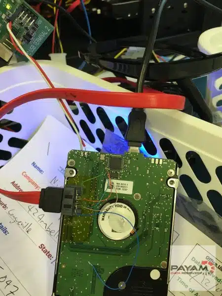 USB PCB with SATA port connected for hard drive PCB repair case study at Payam Data Recovery Sydney