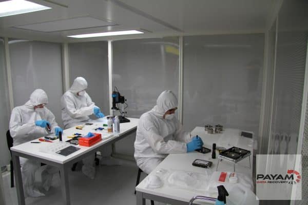 Payam Data Recovery experts in cleanroom performing hard drive data recovery in Sydney