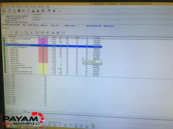 Hard drive cloning after head swap using PC3000 at Payam Data Recovery Melbourne