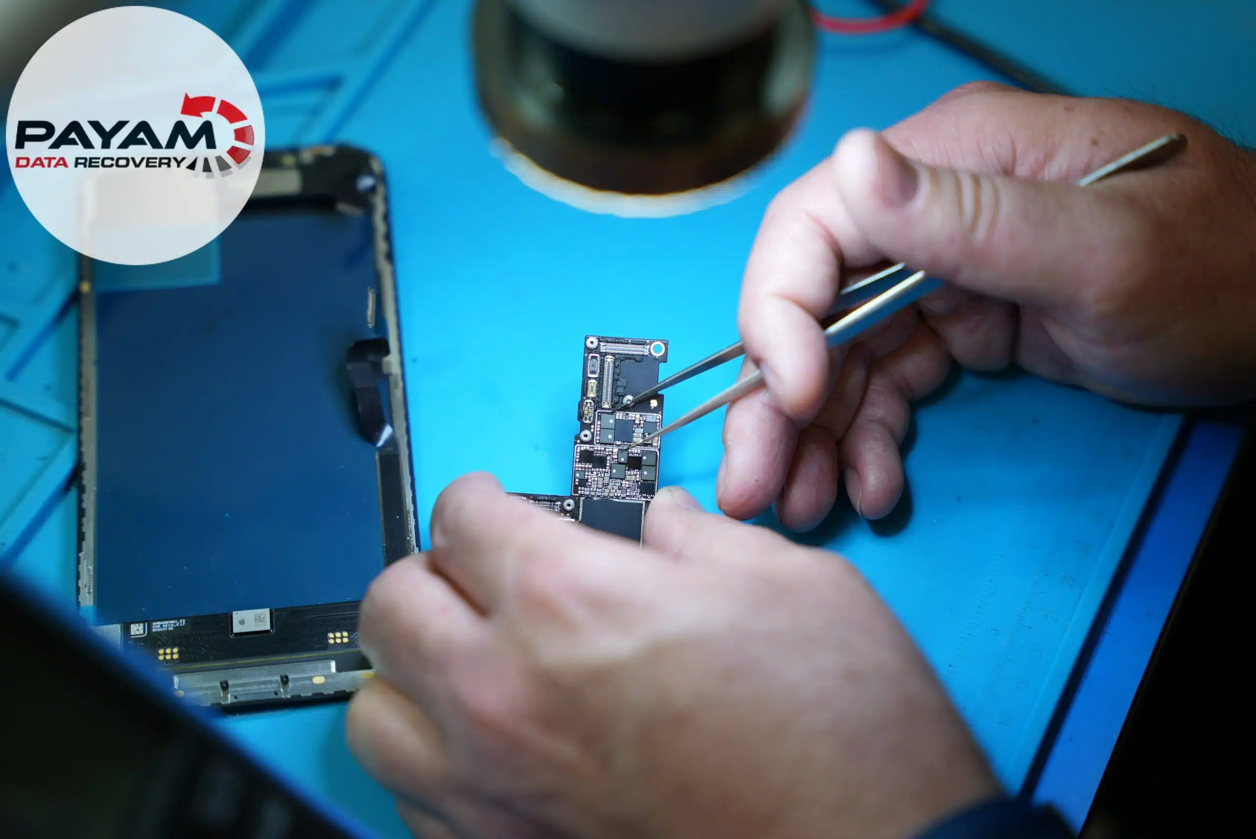 Close-up of an iPhone component at Payam Data Recovery for expert iPhone data recovery in Melbourne.