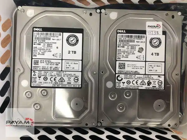 VMware ESXi data recovery case study: 8-drive Dell ST300MM008 SAS RAID array with VMFS file system and VMDK virtual machine files, recovered using PC-3000 SAS at Payam Data Recovery's Rhodes lab in New South Wales