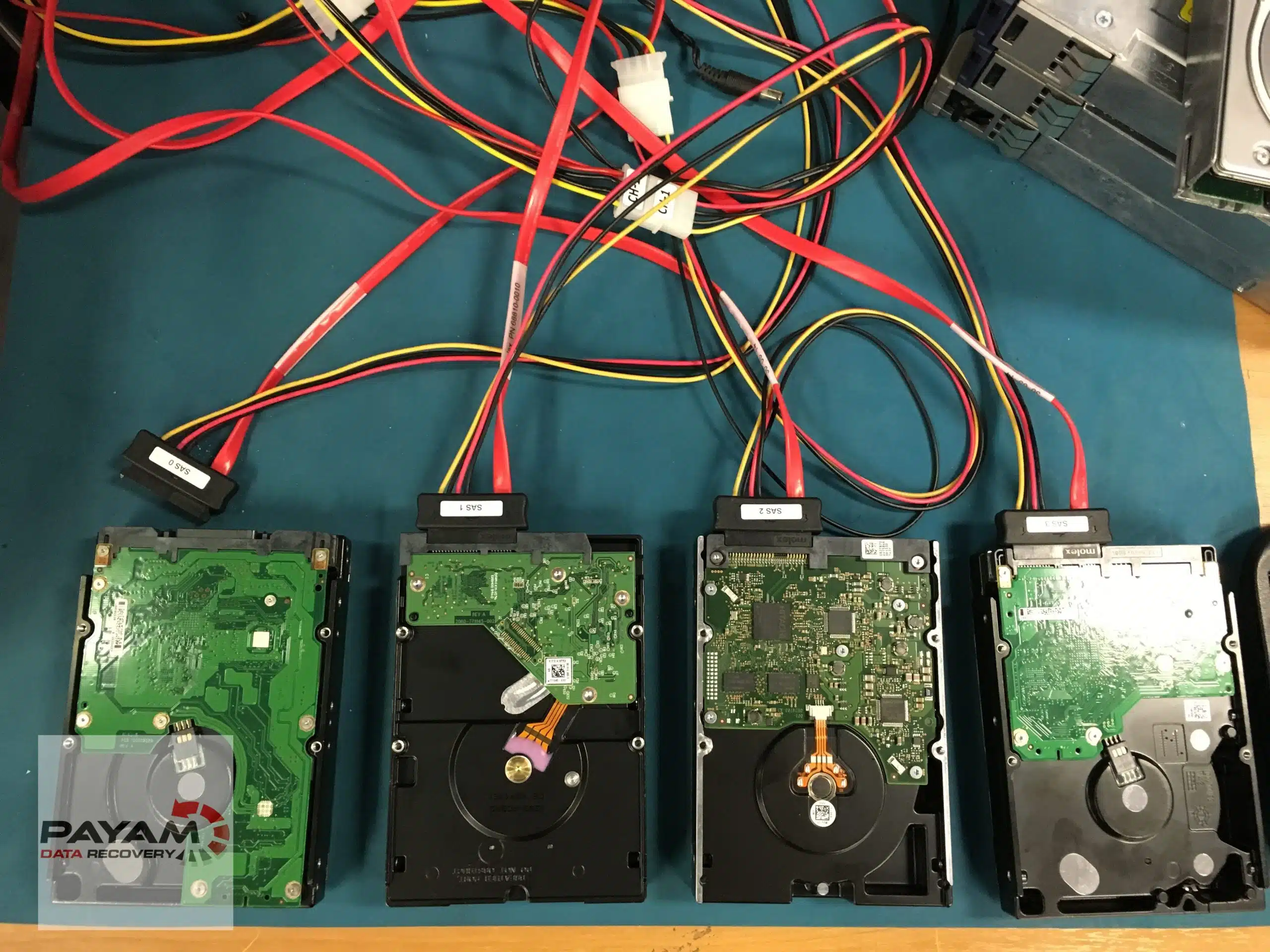 Payam Data Recovery hard drives setup for RAID data recovery in Adelaide.