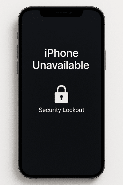 iPhone unavailable data recovery screen example