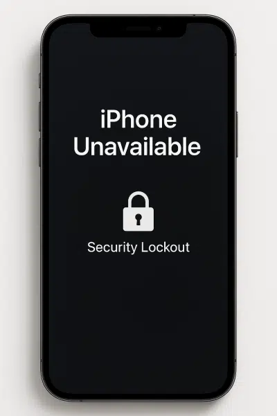 iPhone unavailable data recovery screen example