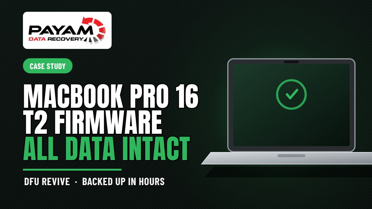Case study graphic: MacBook Pro 16 T2 Firmware, All Data Intact