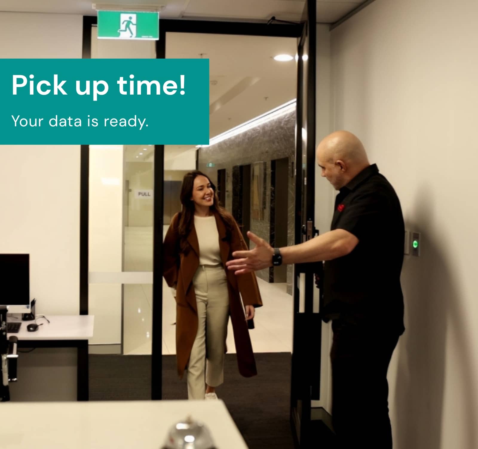 Happy customer leaving Payam Data Recovery Perth after full data recovery from a failed SSD, hard drive, or phone