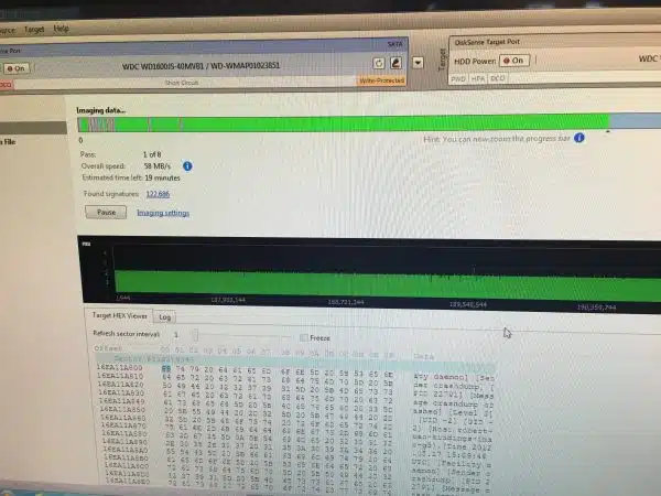 Atola Forensic Disk Imager in use at Payam Data Recovery in Sydney for efficient and precise Western Digital hard drive data recovery from damaged drives.