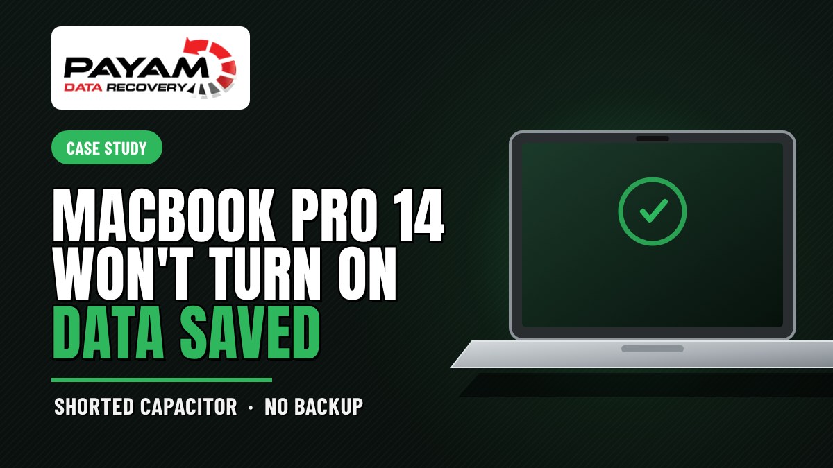 Case study graphic: MacBook Pro 14 Won't Turn On, Data Saved