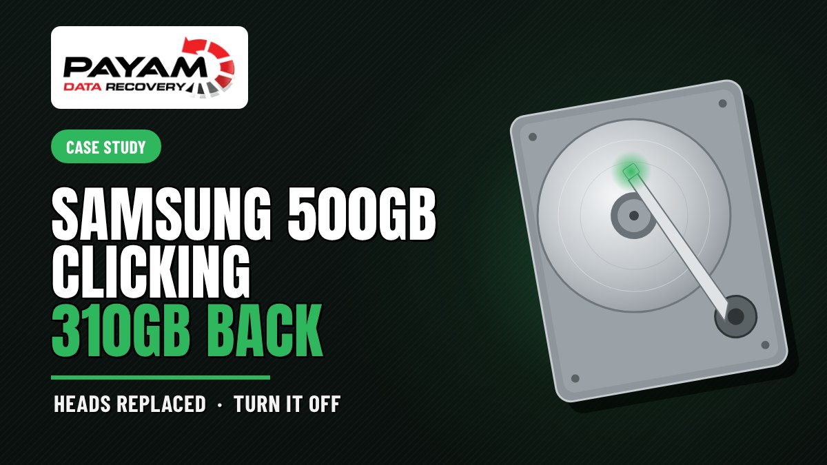 Case study graphic: Samsung 500GB Clicking, 310GB Back