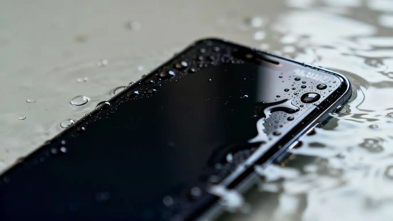 Water damaged Samsung S10 phone with dark screen