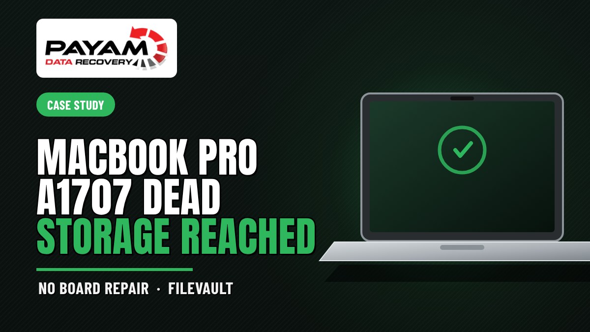 Case study graphic: MacBook Pro A1707 Dead, Storage Reached