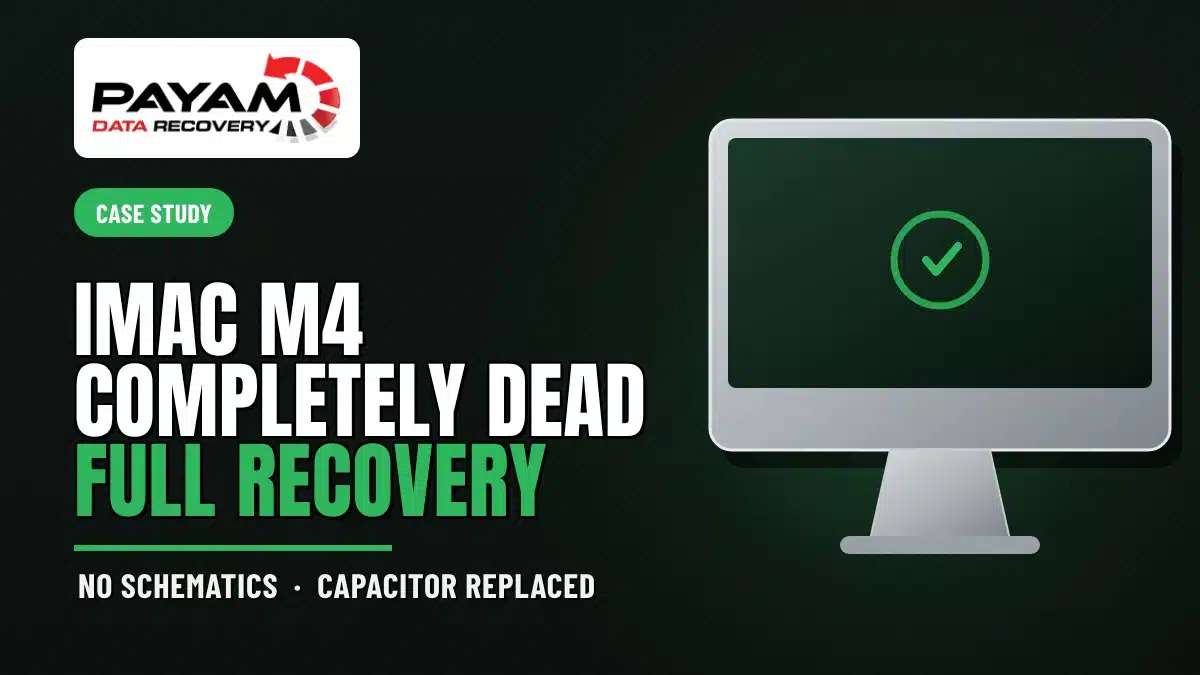 Case study graphic: iMac M4 Completely Dead, Full Recovery