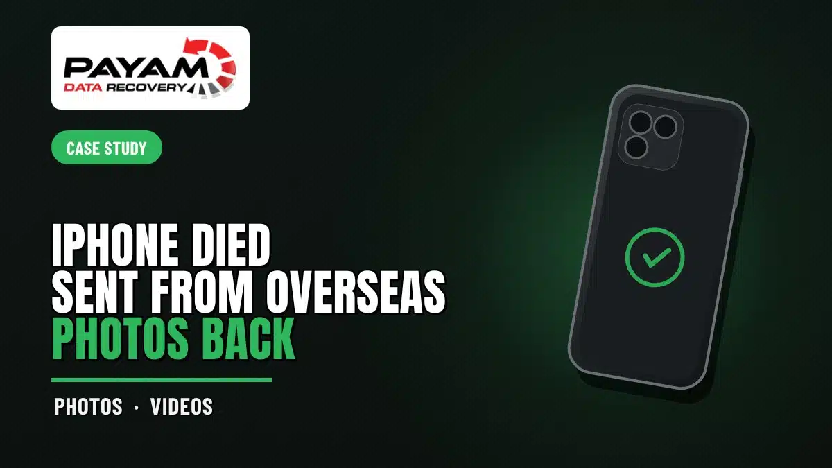 Case study graphic: iPhone Died Sent From Overseas, Photos Back