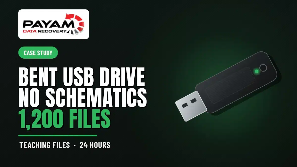 Case study graphic: Bent USB Drive No Schematics, 1,200 Files